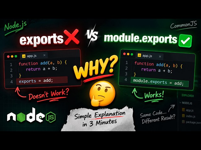 exports vs module.exports in Node.js — Why Does One Work and the Other Fail? 🤯