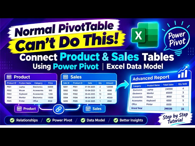 01 Normal PivotTable Can't Do This! Connect Product & Sales Tables Using Power Pivot  Excel Data Mod