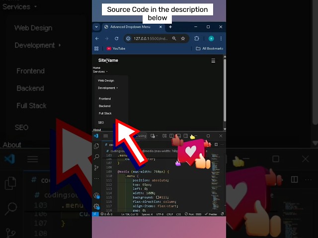 Advanced Drop-down Menu 🔽 Using HTML & CSS | #coding  #webdevelopment