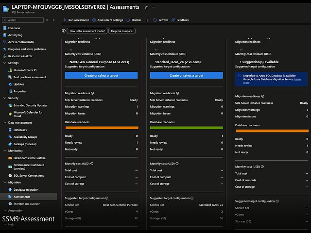 Azure readiness assessments with SQL Server Management Studio (SSMS)