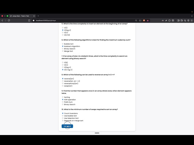 🚀 Track N Test | DSA Learning & Quiz Platform | Spring Boot + MySQL Project