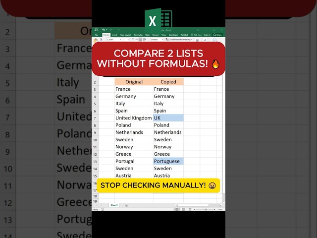 The Easiest Way to Compare Excel Data #exceltips #tutorial #shorts