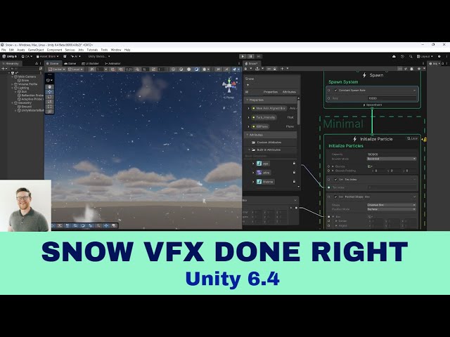 Unity 6.4: VFX Graph Snow Deep Dive: Texture Indexing, Turbulence, Kill Planes Intermediate Tutorial