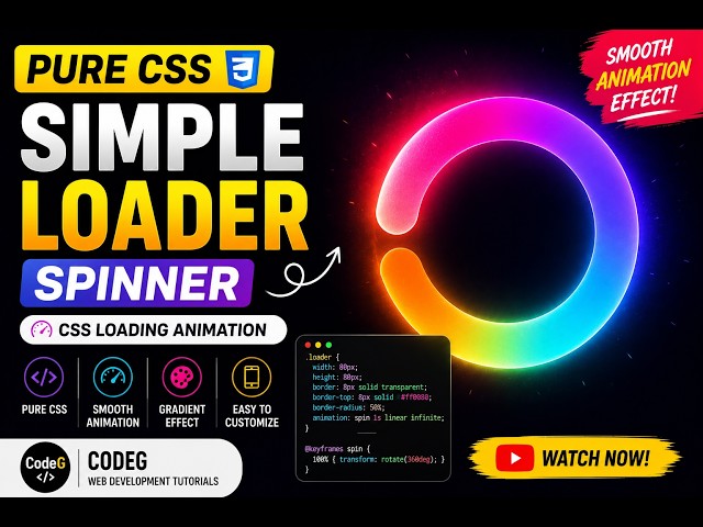 Pure CSS Simple Loader Spinner | CSS Loading Animation | codeG | #css #html