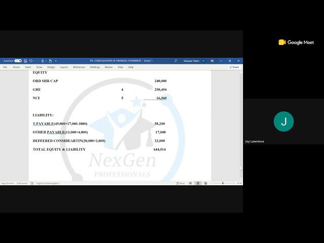 FR-CONSOLIDATION OF FINANCIAL STATEMENT-SOFP