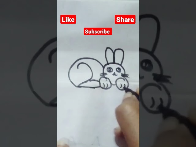 easy drawing of cat tutorial #drawing #craft #drawingtechniques #art #mycraft #simpledrawing #cat