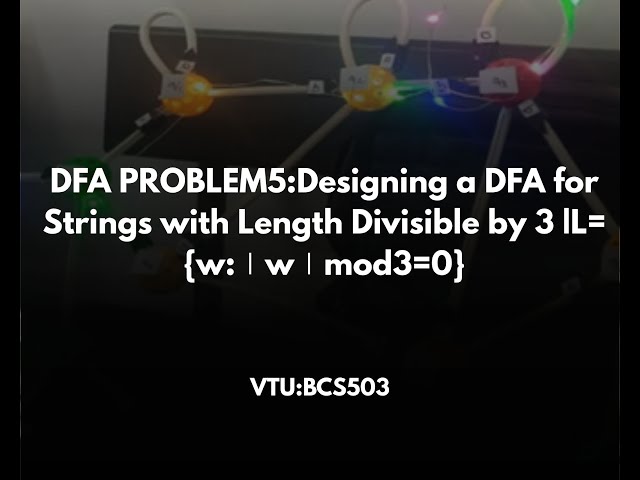 DFA PROBLEM5:Designing a DFA for Strings with Length Divisible by 3 |L={w:∣w∣mod3=0}