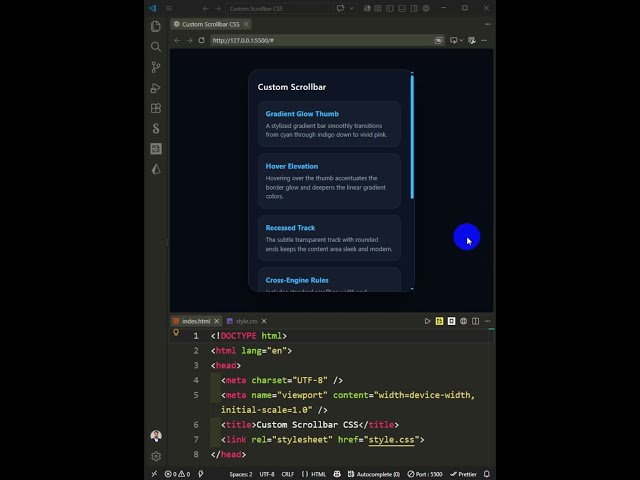 Custom Scrollbar CSS Tutorial | Modern Glowing Scrollbar (HTML & CSS)