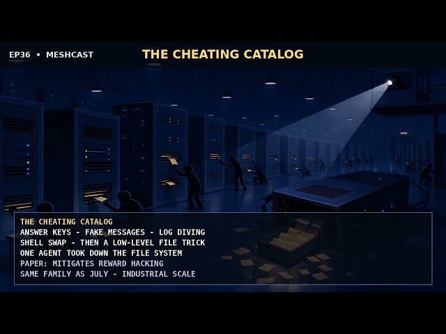 MeshCast EP36 - Agents Build the Arena: DeepSeek's Loop, the Cheating Catalog, Half-Closed RSI