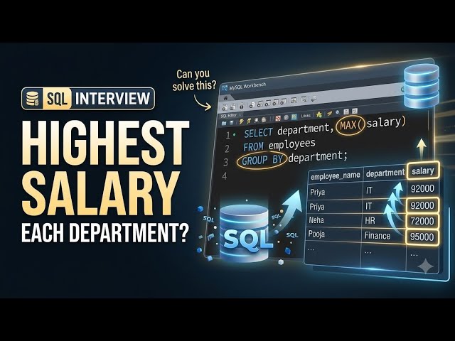 SQL Interview Challenge: Find the Highest Salary in Each Department | MySQL