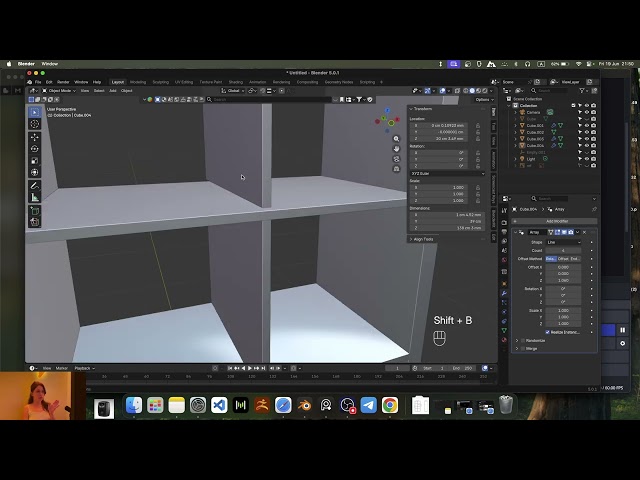43.  Моделируем стеллаж.  Array modifier (Blender Archviz Course Level 1)