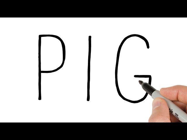 How to turn word PIG into animal drawing 🐽 SUPER EASY