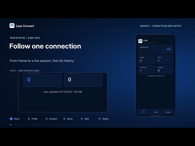 Active Connections and History — Lisar Connect Android