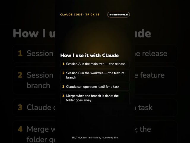 Worktrees: two Claude Code sessions on one repo, zero conflicts | Claude Code tutorial #Shorts