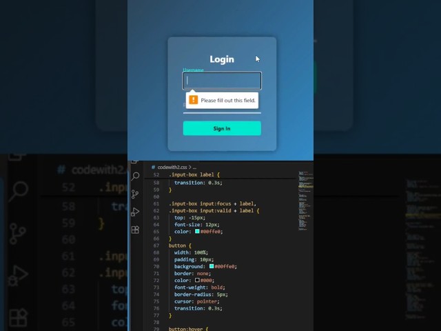 ANIMATED  LOGIN PAGE using HTML & CSS  #shorts #coding #programming #html #css #webdevelopment