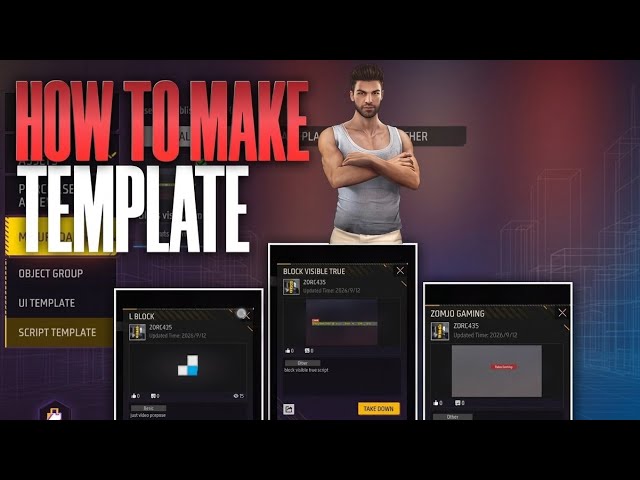 How to make template | easy way to transfer object and hud and script free fire craftland | Zomjo 