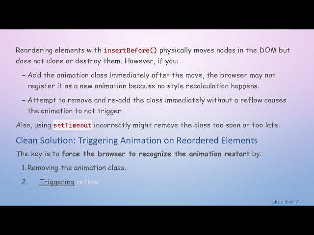 Fixing Inconsistent CSS animation on JavaScript Reordered Elements