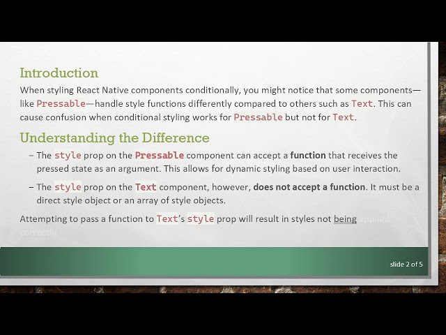 How to Apply Conditional Styling to Text and Pressable in React Native