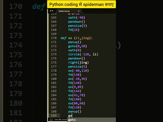 Create a Spiderman using python coding |python programer#tech #python #coding #coder #codewithme
