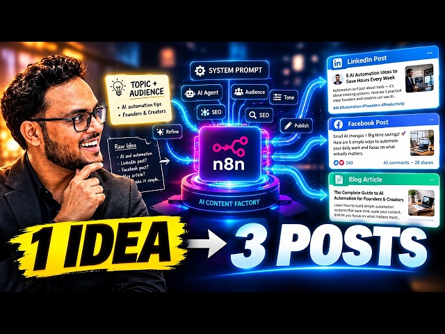 AI Social Media Automation with n8n | Generate LinkedIn, Facebook & Blog Posts