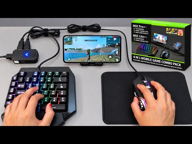 Keyboard mouse 4 in 1 combo mix pro unboxing setup keymapping | Play free fire with ⌨️🖱PC moowii apk