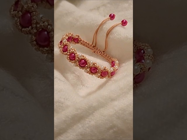 Beautiful Thread Bracelet idea with Beads 😍 ✨️ #shorts #bracelet #knot #handmade