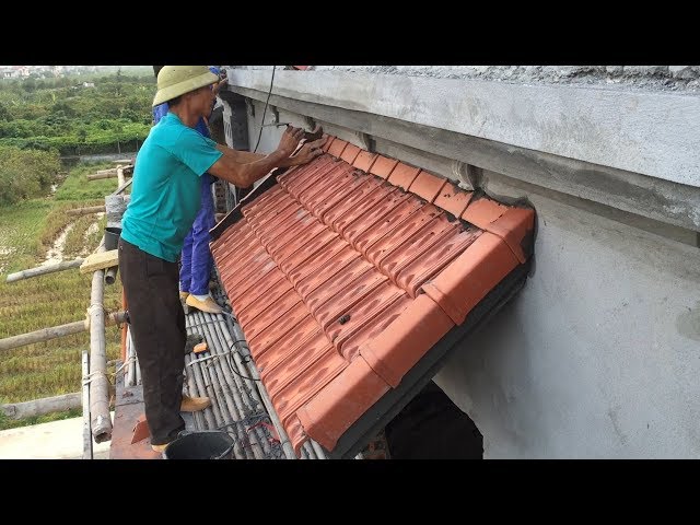 Construction Project - Building Roof Small Slope, Install Terracotta Tiles On High