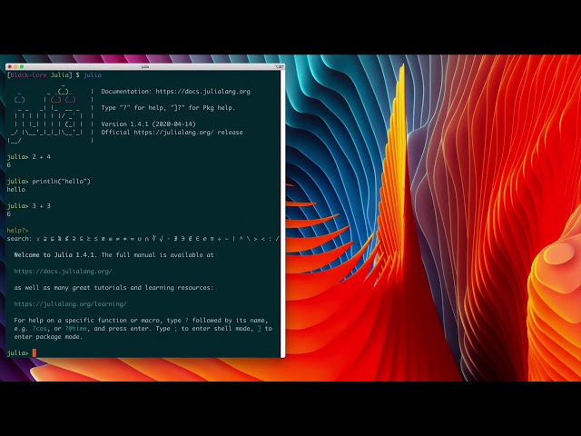 Starting Julia REPL and Exploring Modes and Help System