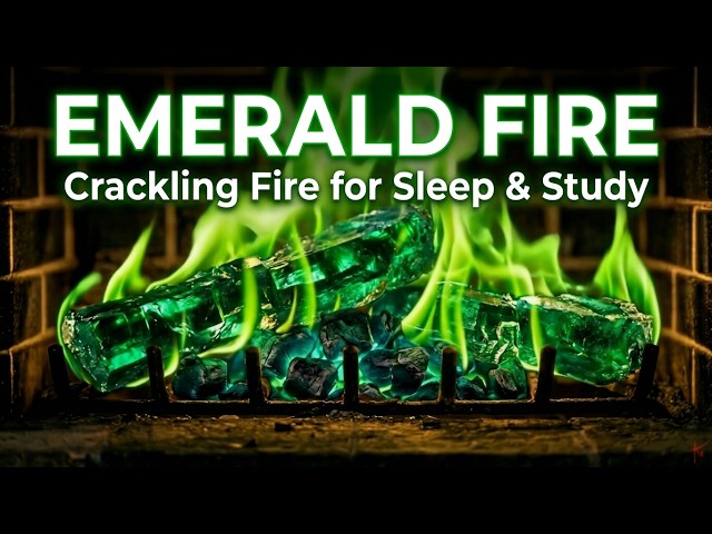 4K Emerald Fireplace 🟢 Green Fire & Crackling Wood Sounds for Sleep, Study & Reading 2H