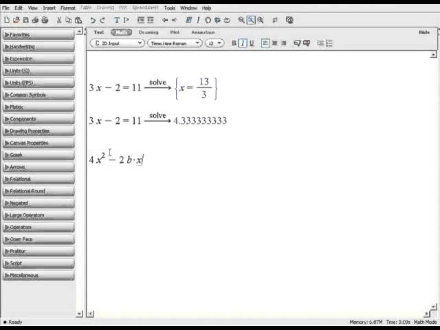 Maple Training: Solving Equations