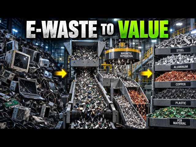 Inside an E-Waste Factory — From Dead Electronics to Valuable Materials | E-Waste Recycling Process