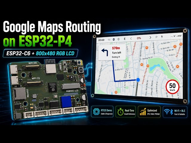 Google Maps Routing on ESP32-P4 | Real-Time RTOS Dashboard 🚀