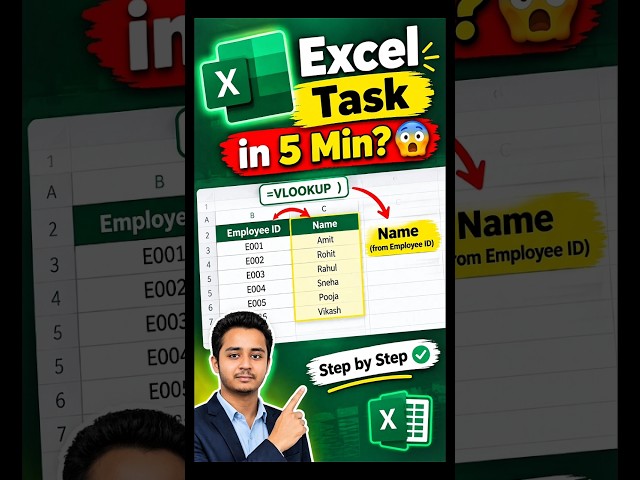 Excel Task In 5 Min #excelforbeginners #excel #spreadsheetmagic #exceltricks #exceltips #vlookup