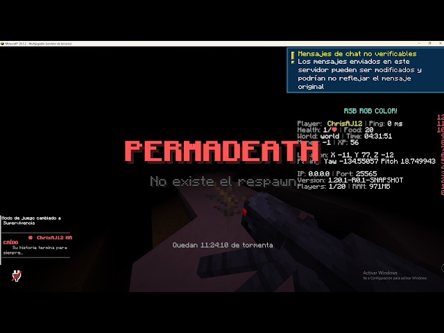 PermaDeath dia 3 bedrock y java minecraft