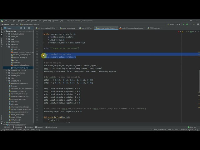 Universal Robot RTDE tutorial #2 (Example program from UR)