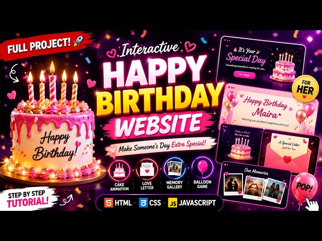 Build THIS! 😍 | Best Happy Birthday Website 🎂 | HTML CSS JavaScript Project (2026)Video Project