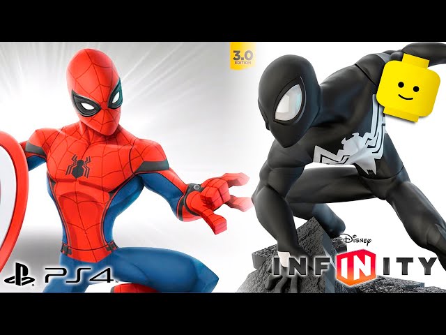 SPIDERMAN vs BLACK SUIT SPIDER MAN - Marvel Superhero Cartoon Video Game PS4 Disney Infinity 3.0