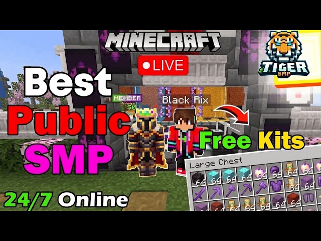 Minecraft LIVE || Best Free Cracked Public SMP Minecraft 1.21 | 24/7 Online | Java + PE|Free To Join