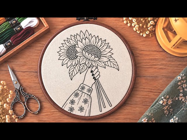 Beautiful Sunflower Embroidery for Beginners | Step by Step Embroidery Tutorial