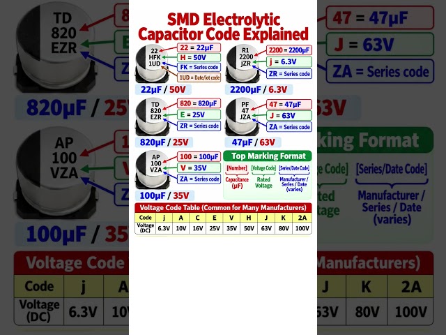 SMD Electrolytic capacitor codes