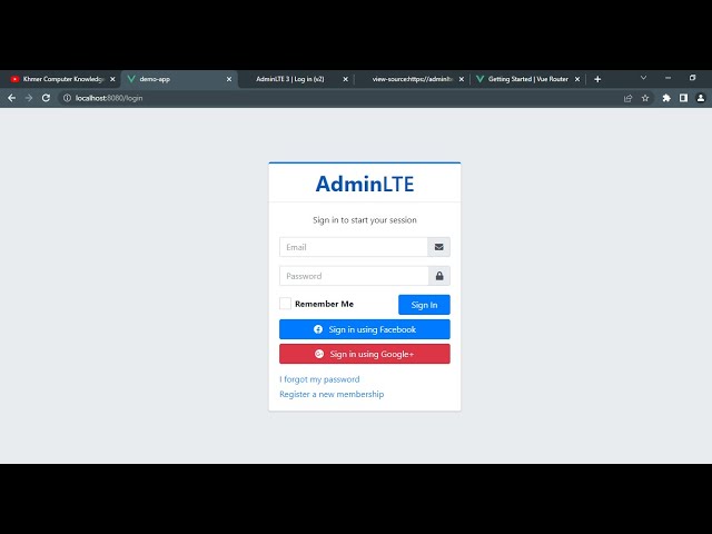 6. Vue JS Project Configuration-Design Login Page Using Admin LTE Template| Khmer Computer Knowledge
