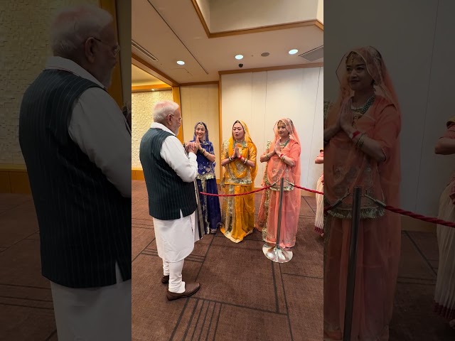 The Traditional Indian Welcome for Prime Minister Narendra Modi in Tokyo, Japan