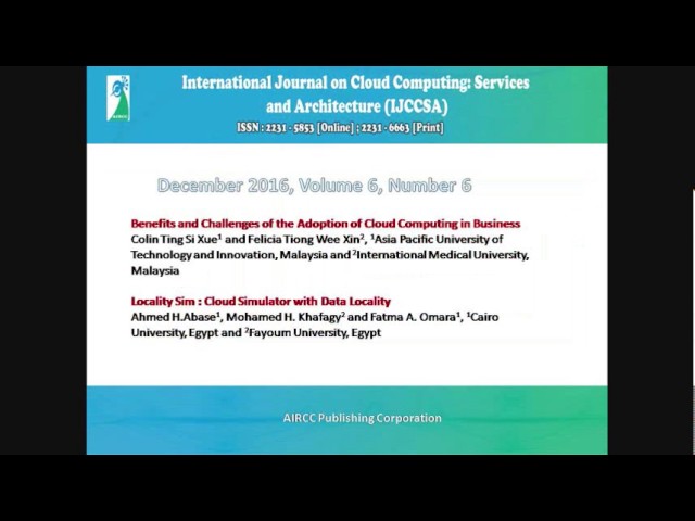 International Journal on Cloud Computing: Services and Architecture (IJCCSA)