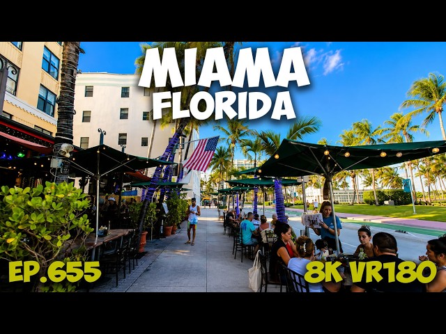 Ocean Drive: Art Deco, Versace Mansion & Nautical Style ep.655 #8k #vr180 #3d #travel #fl #miami