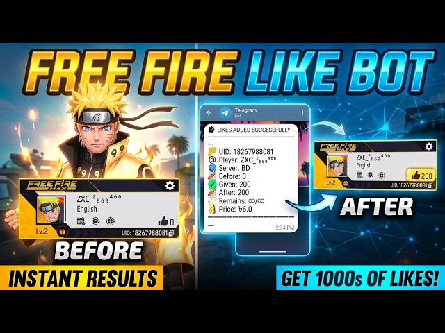 How to get unlimited like in telegram bot 100% working and safe || free fire unlimited life tutorial