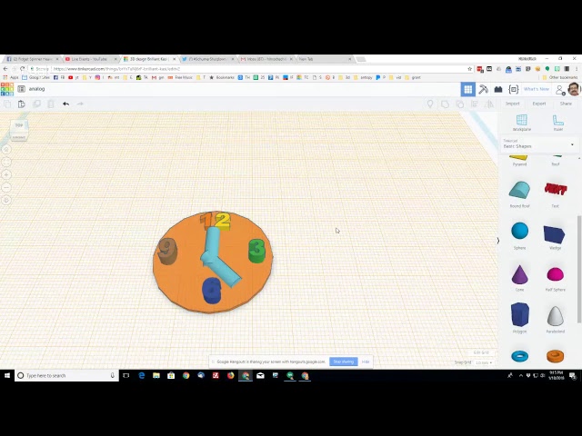 An Analog clock in Tinkercad