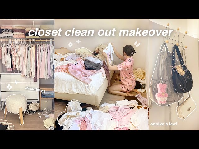 HUGE closet deep clean out🌷 decluttering & organization, getting rid of half my wardrobe*satisfying*
