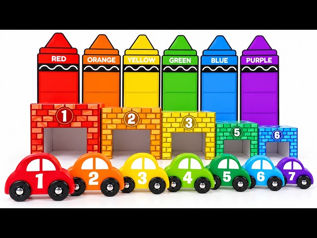 Learn Colors with Giant Crayons! Toy Sorting, Matching & Counting for Kids