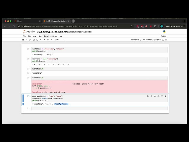 Python Crash Course - 1.3 List data type