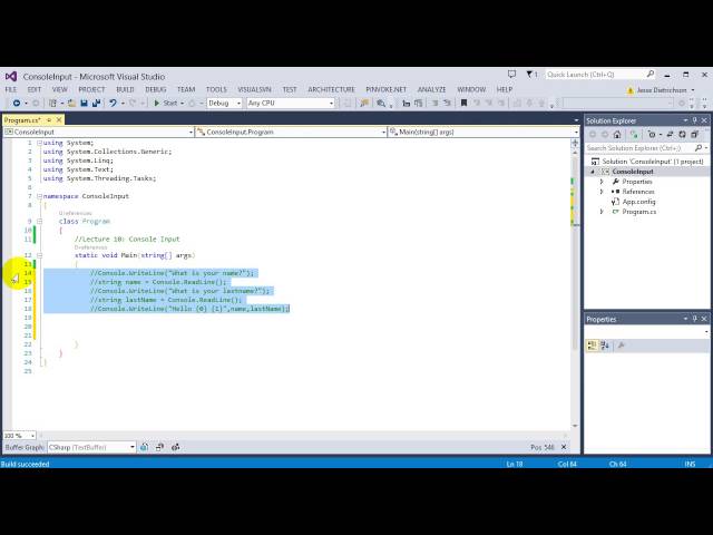 Learn C# for beginners: 10 - Console Input